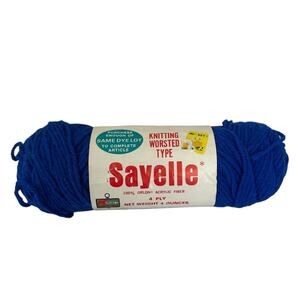 100% Orlon Acrylic Sayelle Royal Blue 1030 4 ply Yarn Made USA